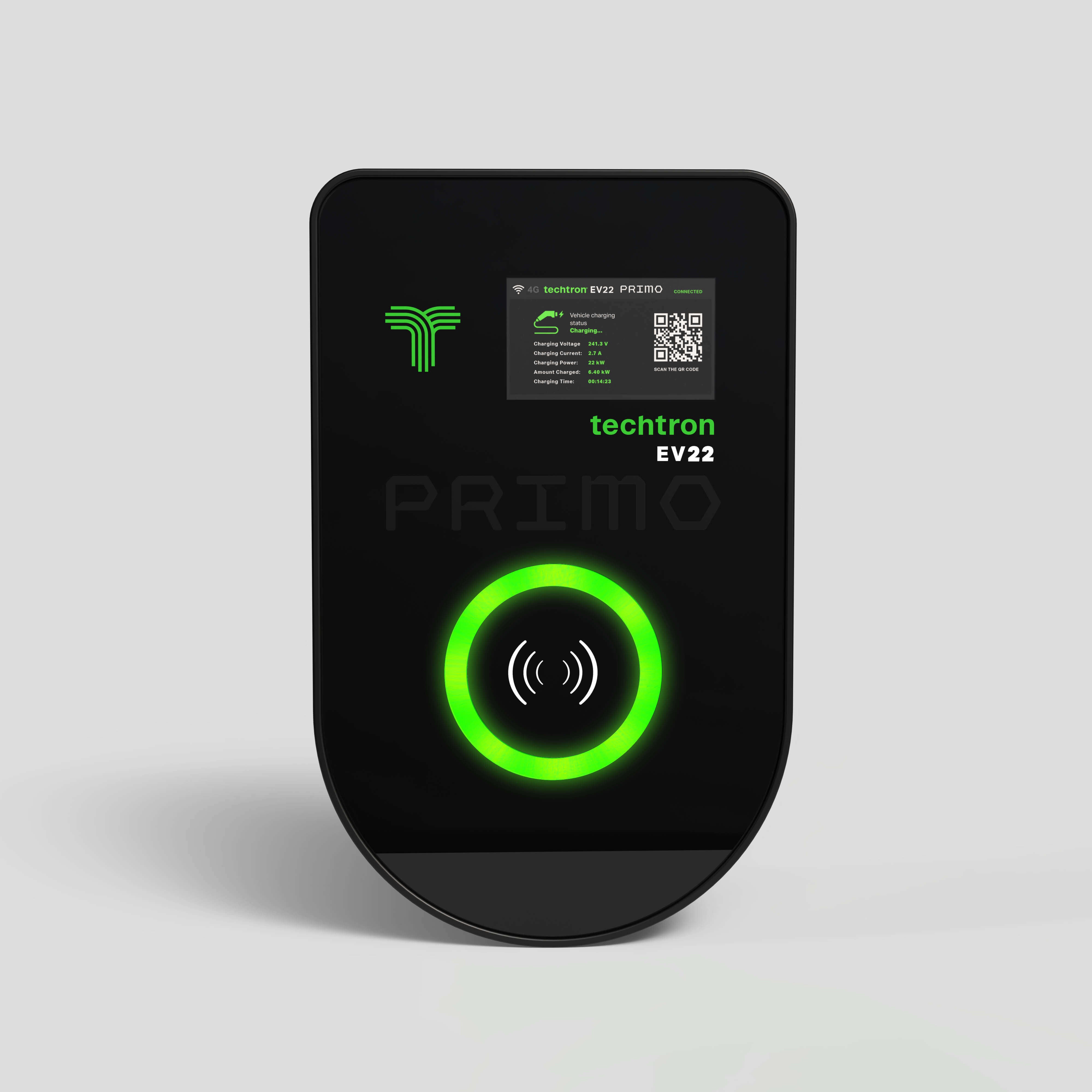 techtron EV22 PRIMO - Voice Controlled + Touchscreen ev-Charger (22 kW, Level 3) - Type 2 techtron