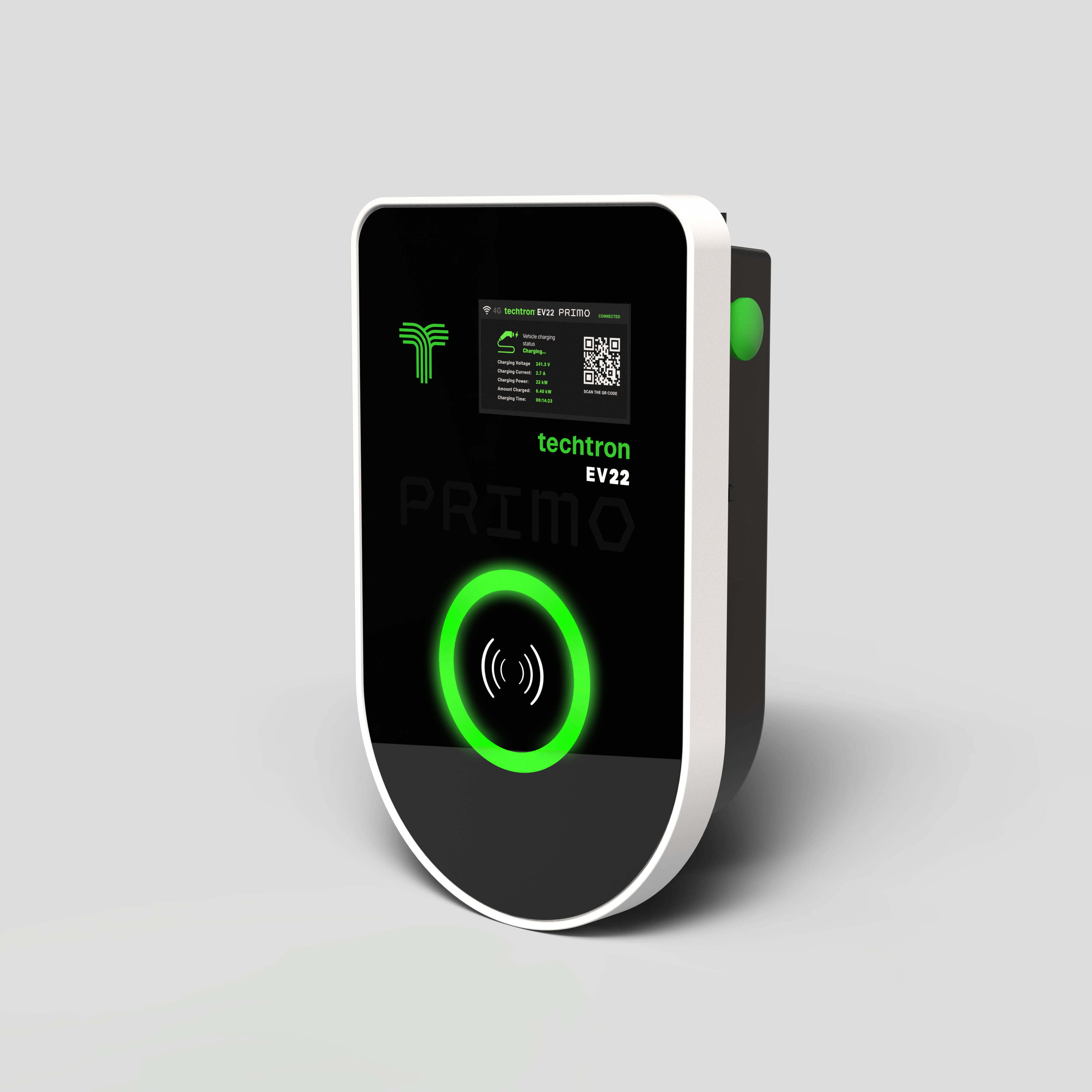 techtron EV22 PRIMO - Voice Controlled + Touchscreen ev-Charger (22 kW, Level 3) - Type 2 techtron